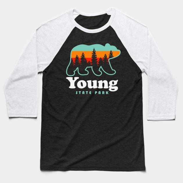 Young State Park Michigan Bear Retro Vintage Sunset Baseball T-Shirt by PodDesignShop